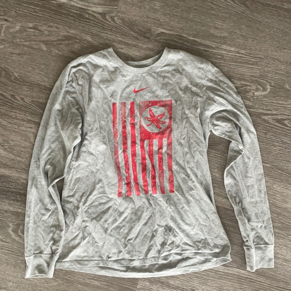 Grey Ohio State buckeye long sleeve t shirt
